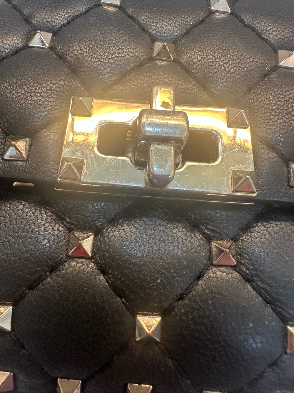Valentino Black Quilted Rockstud Shoulder Bag with Silver Hardware - Picture 5 of 14